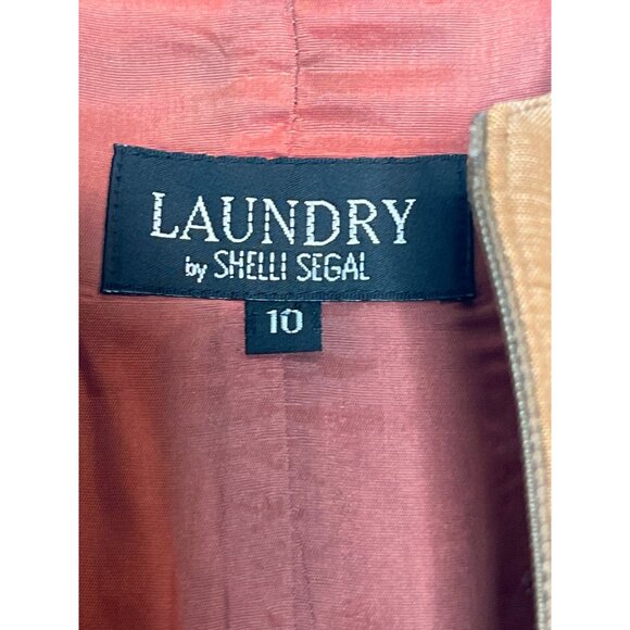 Laundry By Shelli Segal Sleeveless Silk Linen Dress With Button Pockets Size  10 - Picture 5 of 11